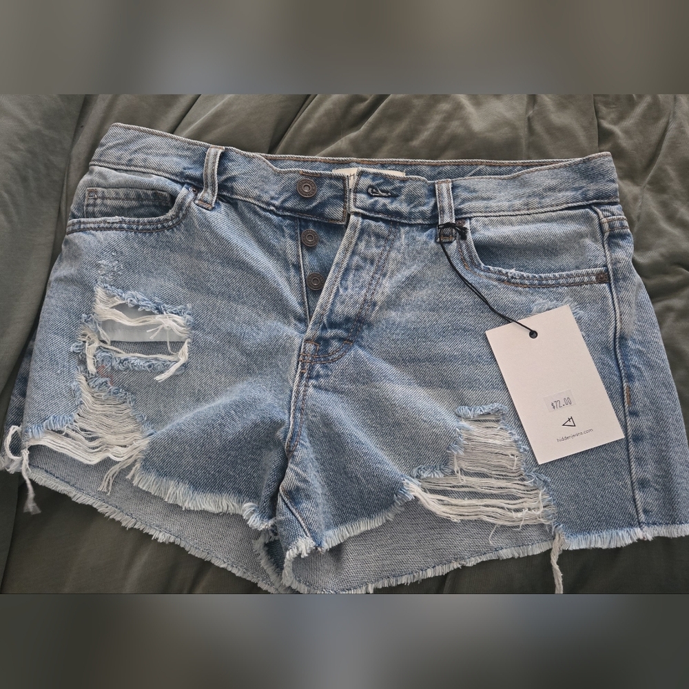 Distressed Light Blue Jean Shorts